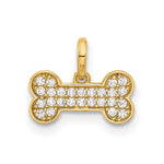 14K Polished CZ Dog Bone Pendant - Product Photo