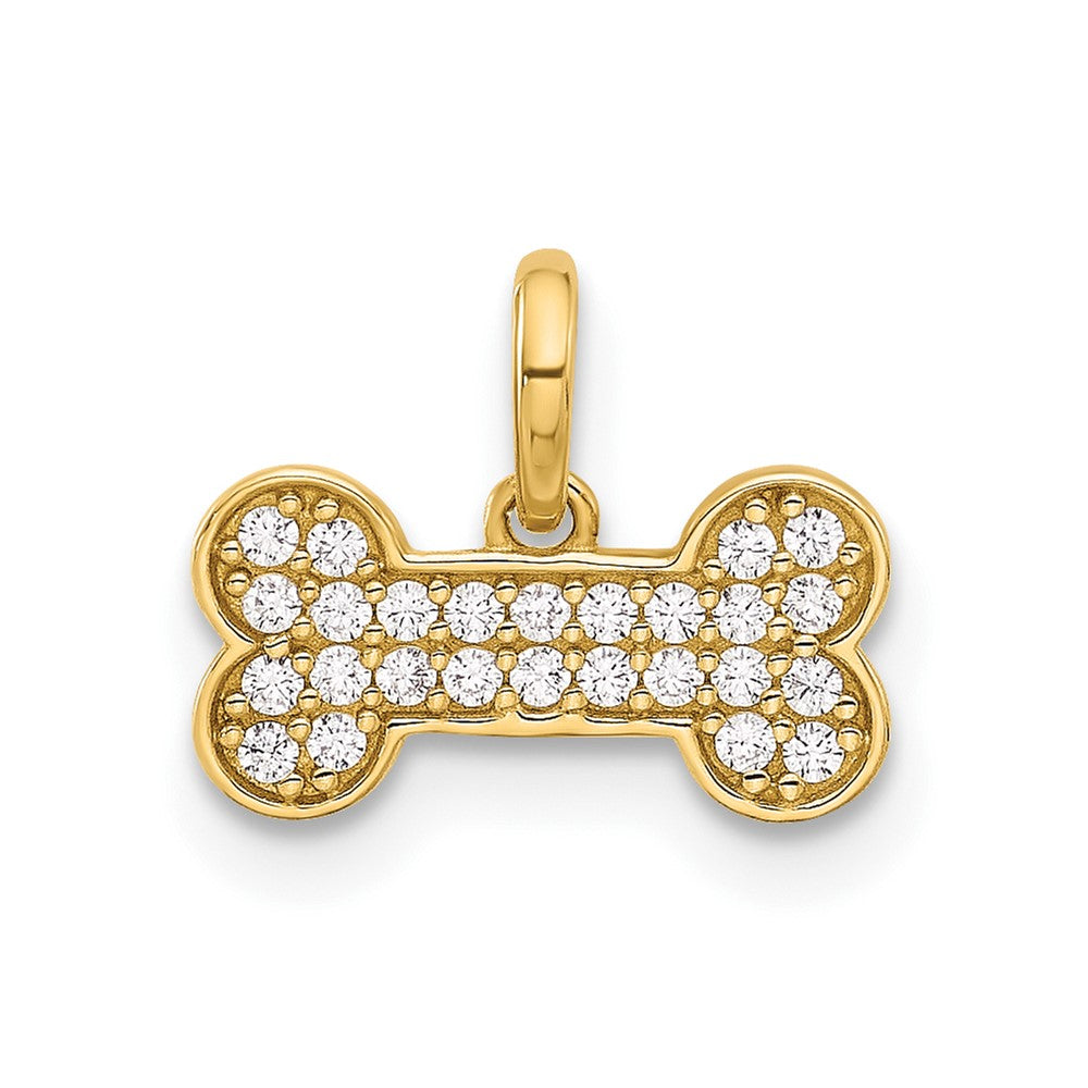 14K Polished CZ Dog Bone Pendant - Product Photo