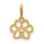 14k Polished CZ Paw Print Pendant - Product Photo