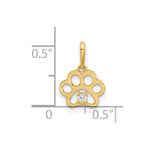 14k Polished CZ Paw Print Pendant - Product Photo