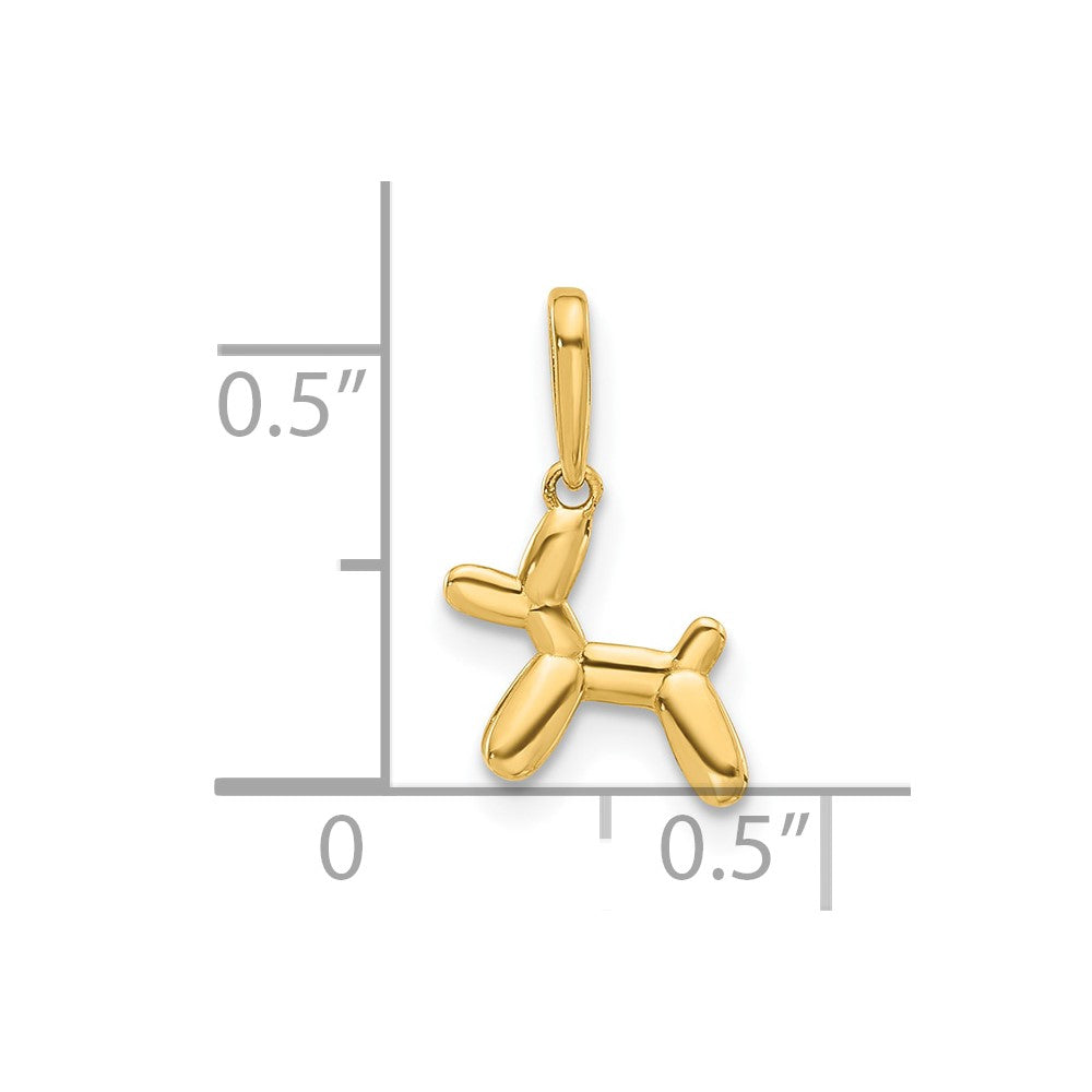 14K Polished 3D Balloon Puppy Pendant Charm - Product Photo