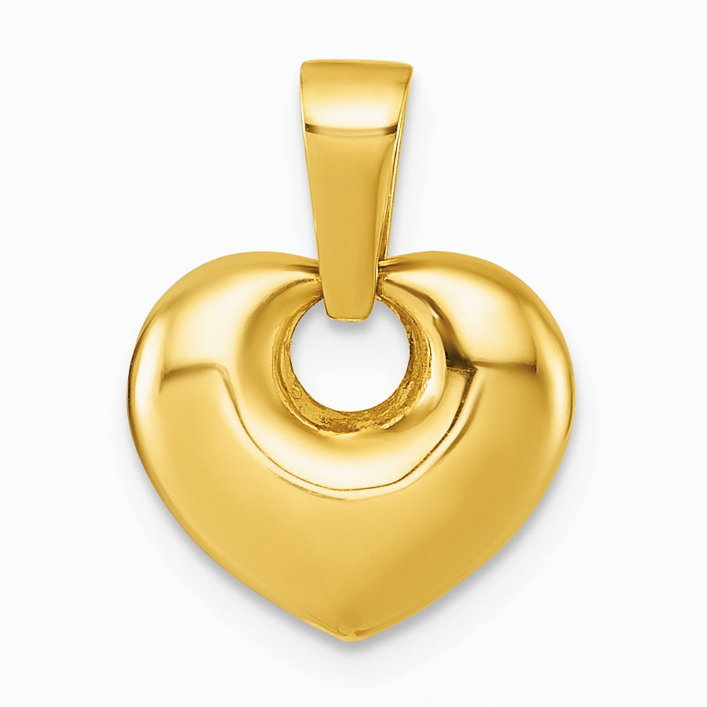 14K Yellow Gold Polished Puffed Heart Pendant