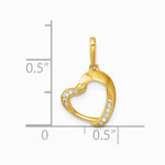 14K Yellow Gold Polished CZ Fancy Open Heart Pendant - Product Photo