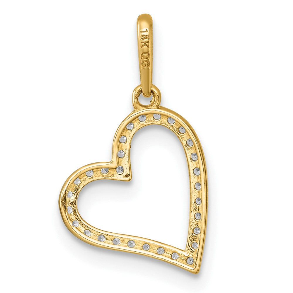 14k Polished CZ Open Heart Pendant - Product Photo