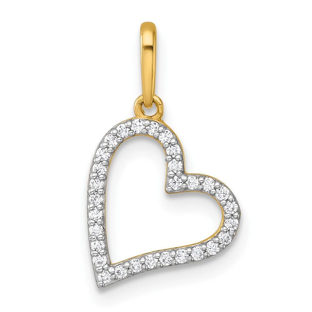14k Polished CZ Open Heart Pendant - Product Photo