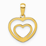 14K Yellow Gold Polished Double Heart Pendant - Product Photo