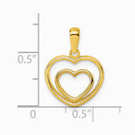 14K Yellow Gold Polished Double Heart Pendant - Product Photo