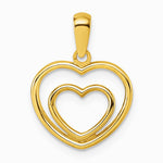 14K Yellow Gold Polished Double Heart Pendant - Product Photo