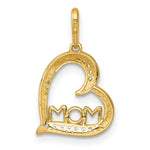 14K Yellow & Rhodium and Rhodium-Plated Polished CZ Mom Heart Pendant - Product Photo