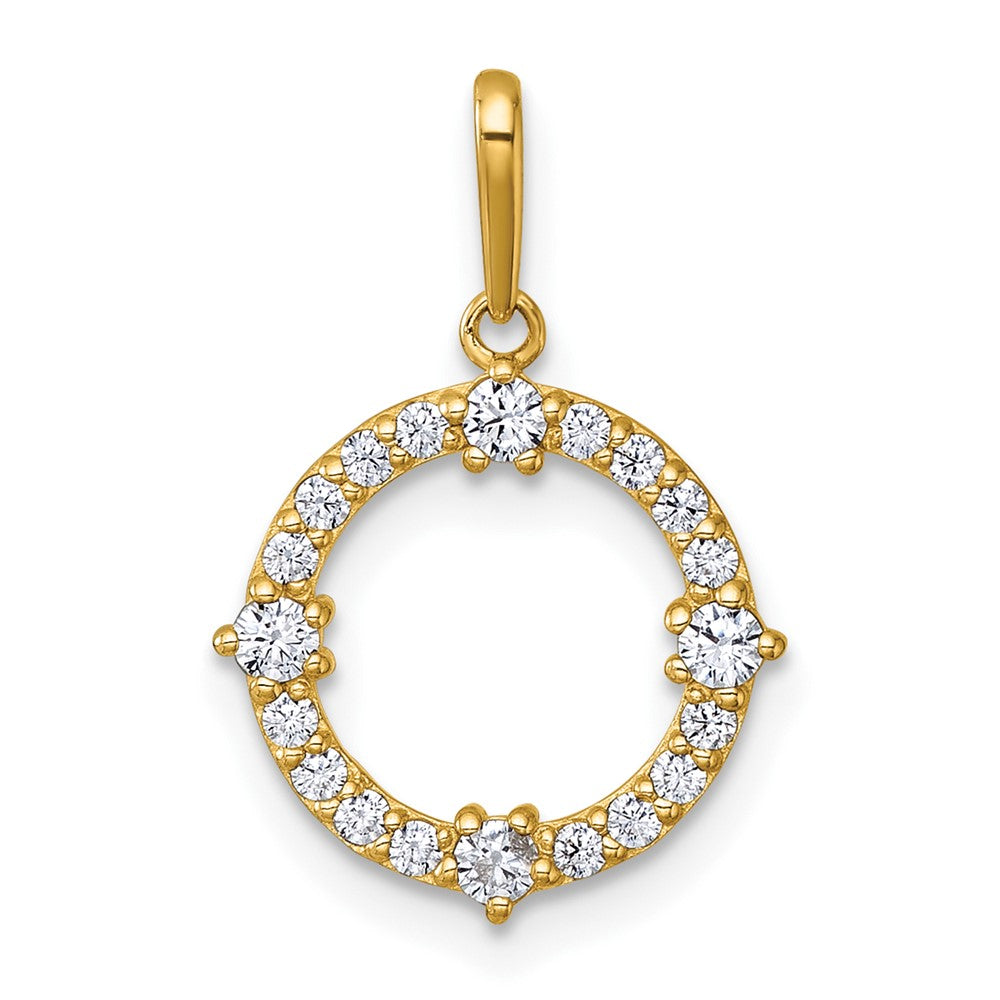 14k Polished CZ Circle Pendant - Product Photo