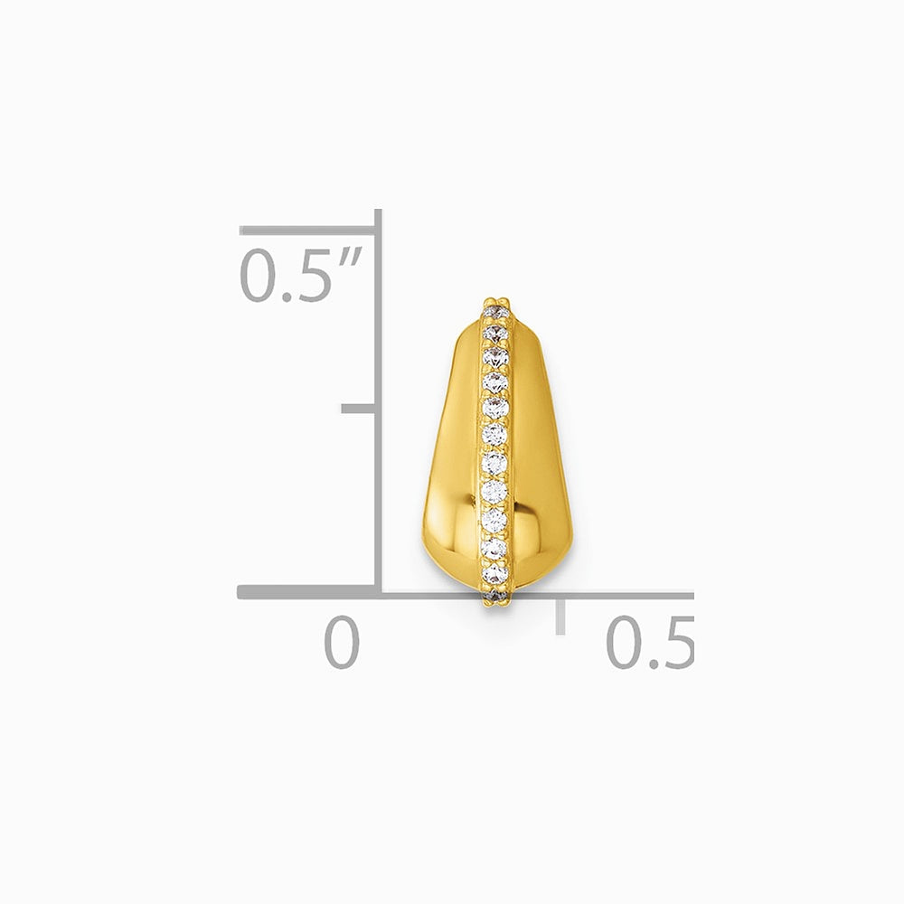 14K Yellow Gold Polished CZ Domed Teardrop Chain Slide - Product Photo