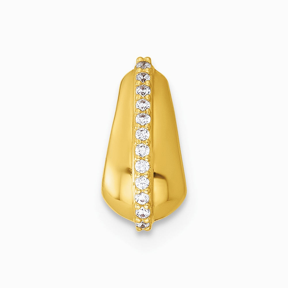 14K Yellow Gold Polished CZ Domed Teardrop Chain Slide