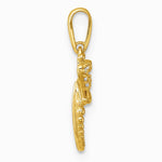 14K Yellow Gold Polished and Beaded CZ Dragonfly Pendant - Product Photo