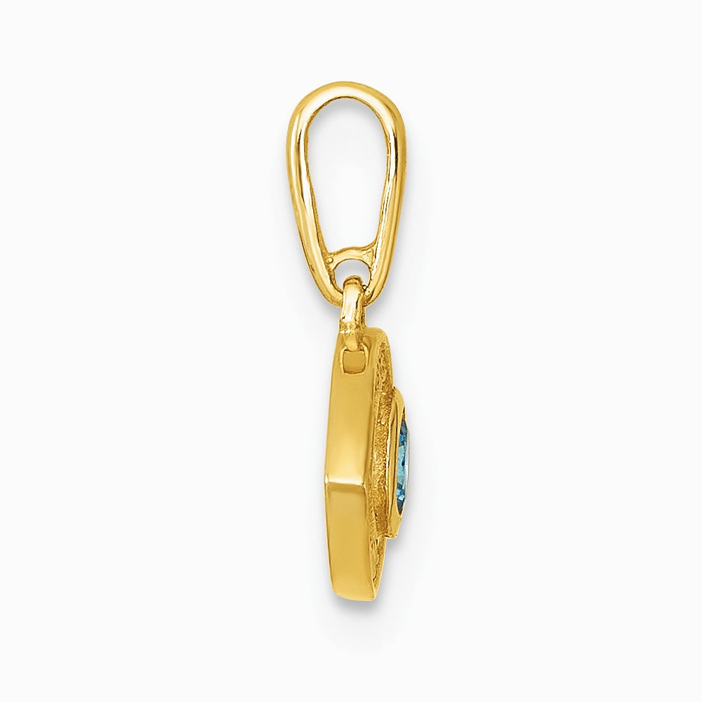 14K Yellow Gold Polished CZ Evil Eye Pendant - Product Photo
