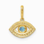 14K Yellow Gold Polished CZ Evil Eye Pendant - Product Photo