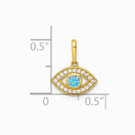 14K Yellow Gold Polished CZ Evil Eye Pendant - Product Photo