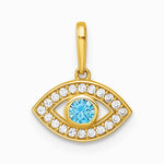 14K Yellow Gold Polished CZ Evil Eye Pendant - Product Photo