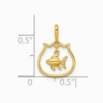 14K Yellow Gold Polished Fish Bowl with Dangling Fish Pendant - Product Photo