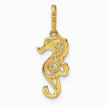 14K Yellow Gold Polished CZ Seahorse Pendant - Product Photo