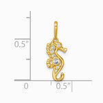 14K Yellow Gold Polished CZ Seahorse Pendant - Product Photo