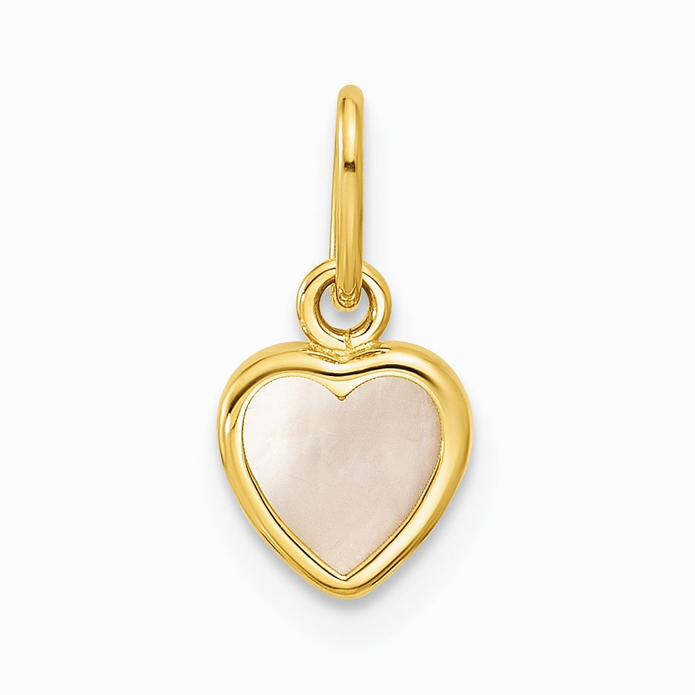 14K Yellow Gold Polished Mother of Pearl Heart Pendant