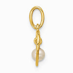 14K Yellow Gold Polished Freshwater Pearl Heart Pendant - Product Photo