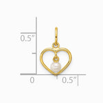 14K Yellow Gold Polished Freshwater Pearl Heart Pendant - Product Photo