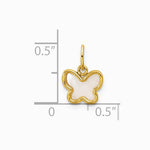 14K Yellow Gold Polished Mother of Pearl Butterfly Pendant - Product Photo