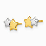 14K Yellow & Rhodium with Rhodium Polished Double Star Post Earrings - Product Photo
