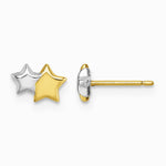 14K Yellow & Rhodium with Rhodium Polished Double Star Post Earrings - Product Photo