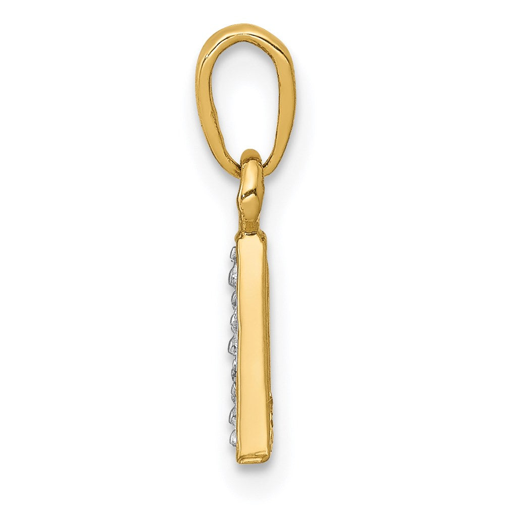 10K / 14K Yellow with Rhodium and Rhodium Diamond Initial A Pendant - Product Photo