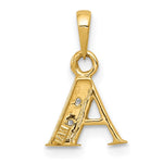 10K / 14K Yellow with Rhodium and Rhodium Diamond Initial A Pendant - Product Photo