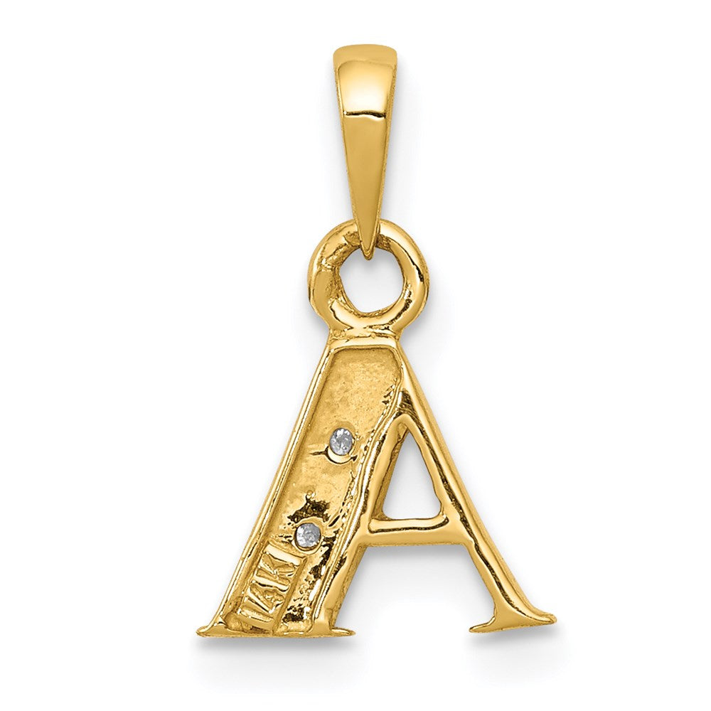 10K / 14K Yellow with Rhodium and Rhodium Diamond Initial A Pendant - Product Photo