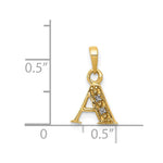 10K / 14K Yellow with Rhodium and Rhodium Diamond Initial A Pendant - Product Photo