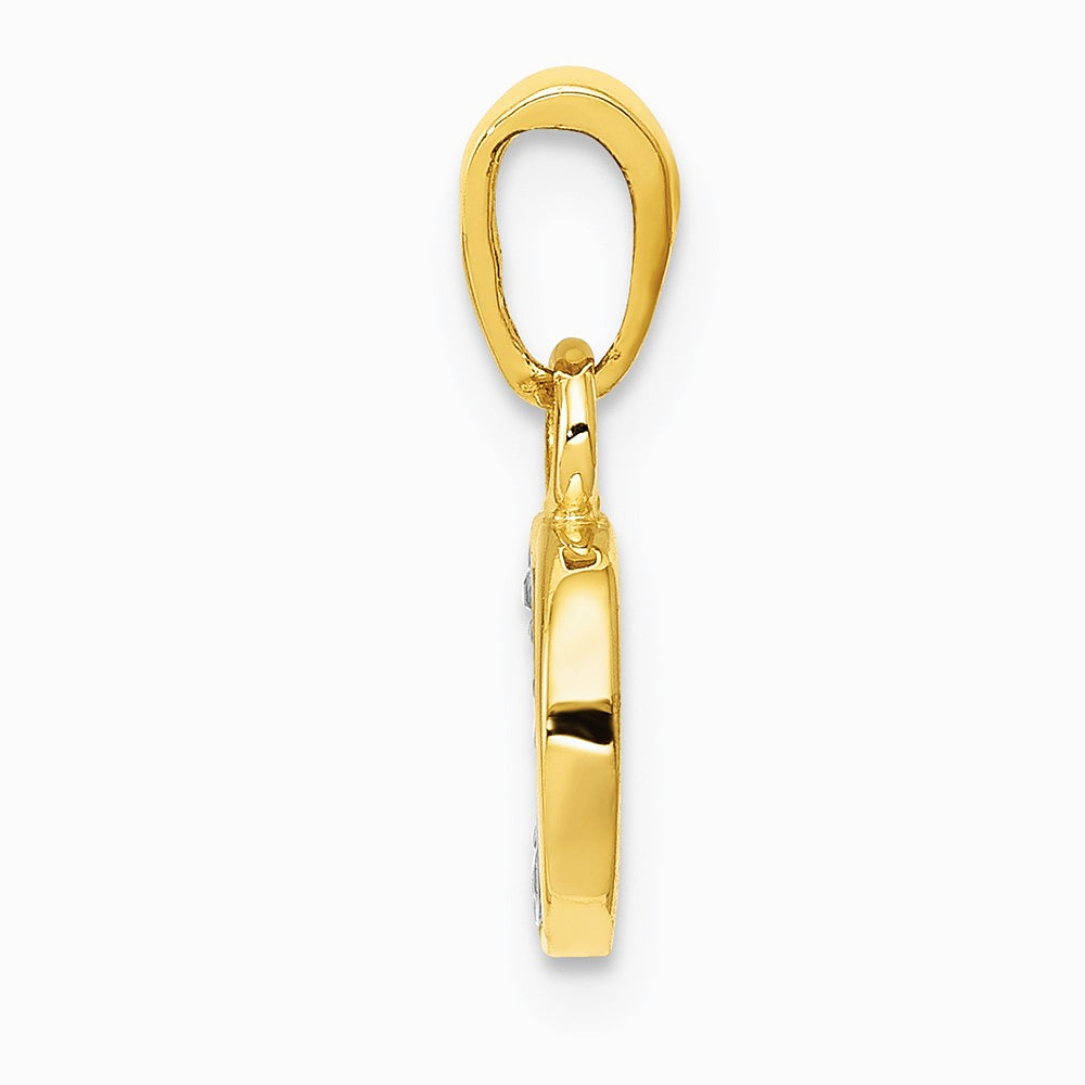 10K / 14K Yellow with Rhodium and Rhodium Diamond Initial D Pendant - Product Photo