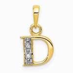 10K / 14K Yellow with Rhodium and Rhodium Diamond Initial D Pendant - Product Photo