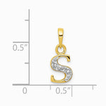 10K / 14K Yellow with Rhodium and Rhodium Diamond Initial S Charm - Product Photo