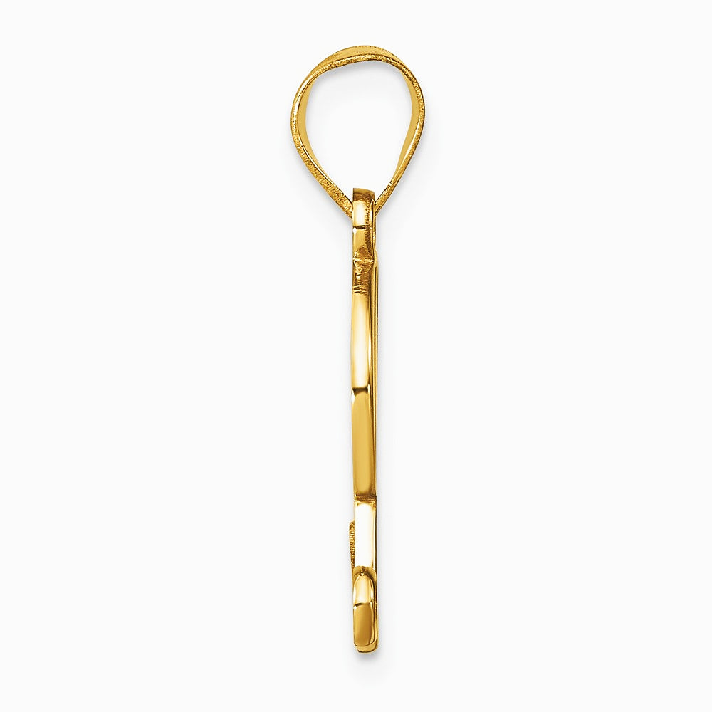 14K Yellow Gold 14KY Script Letter L Initial Pendant with Diamond - Product Photo
