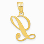 14K Yellow Gold 14KY Script Letter L Initial Pendant with Diamond - Product Photo