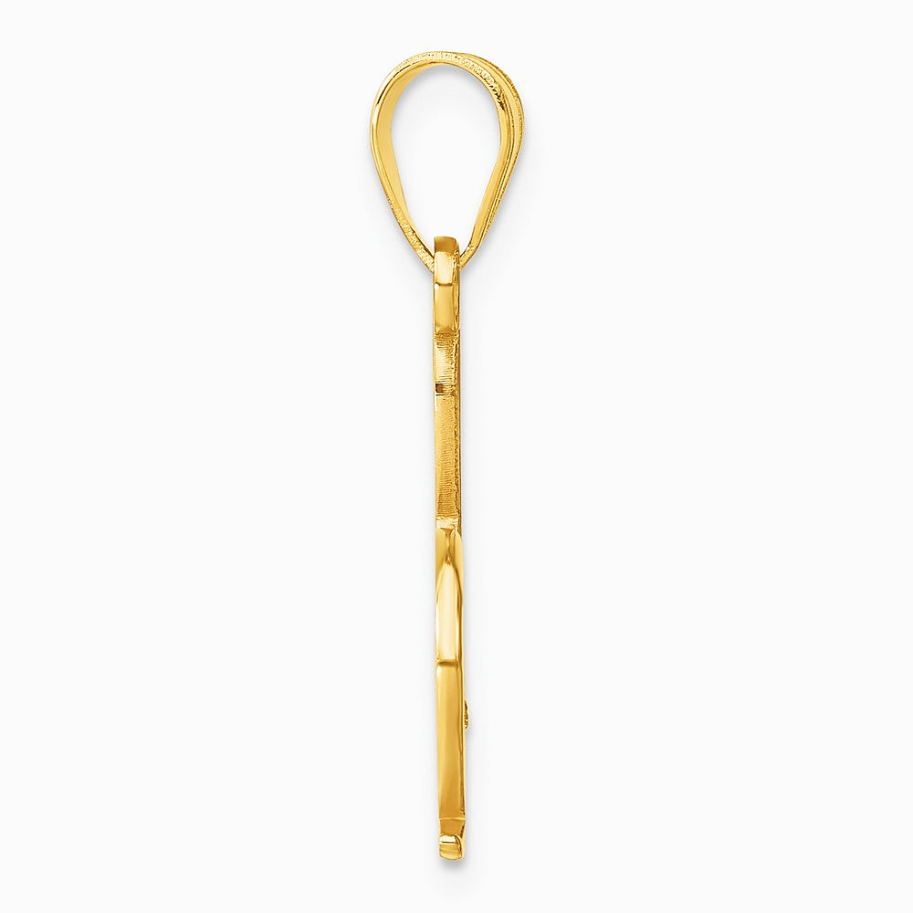 14K Yellow Gold 14KY Script Letter S Initial Pendant with Diamond - Product Photo