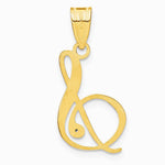 14K Yellow Gold 14KY Script Letter S Initial Pendant with Diamond - Product Photo