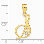 14K Yellow Gold 14KY Script Letter S Initial Pendant with Diamond - Product Photo