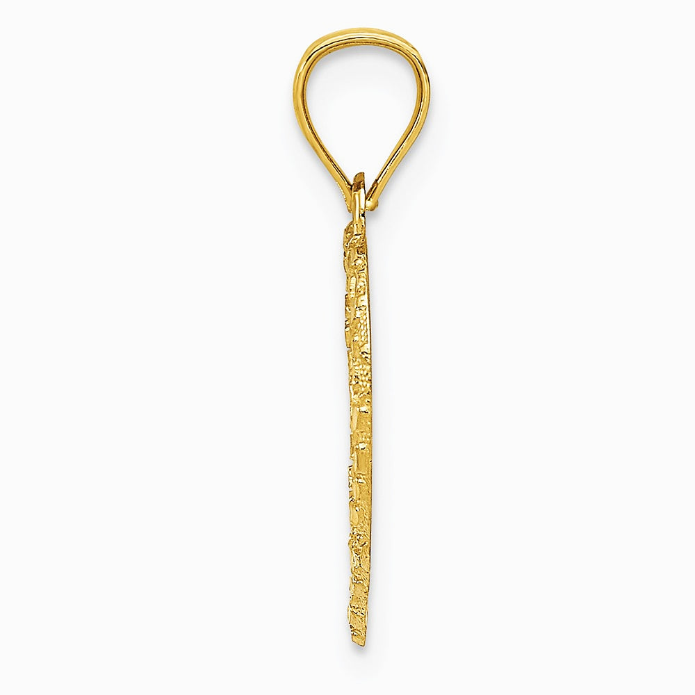 10K / 14K Yellow Gold Polished & Textured Cut-out Heart Pendant - Product Photo