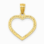 10K / 14K Yellow Gold Polished & Textured Cut-out Heart Pendant - Product Photo