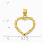 10K / 14K Yellow Gold Polished & Textured Cut-out Heart Pendant - Product Photo