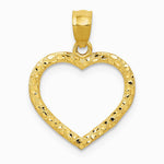 10K / 14K Yellow Gold Polished & Textured Cut-out Heart Pendant - Product Photo