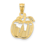 14k with White Rhodium Cut-out New York Skyline in Apple Pendant - Product Photo