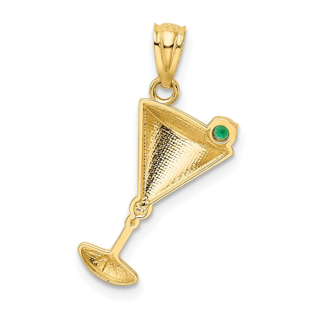 14k Martini Glass with Green CZ Olive Pendant - Product Photo