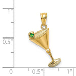 14k Martini Glass with Green CZ Olive Pendant - Product Photo