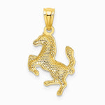 14K Yellow Gold Trotting Horse Pendant - Product Photo